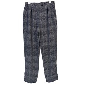 Gallant NY Womens Trousers 14 VTG 100% Silk Black White High Waist Tapered Pants